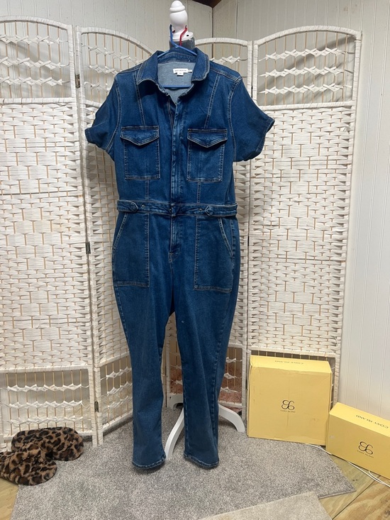 Good American Pants - Good American Dark Blue Denim Utility Jumpsuit